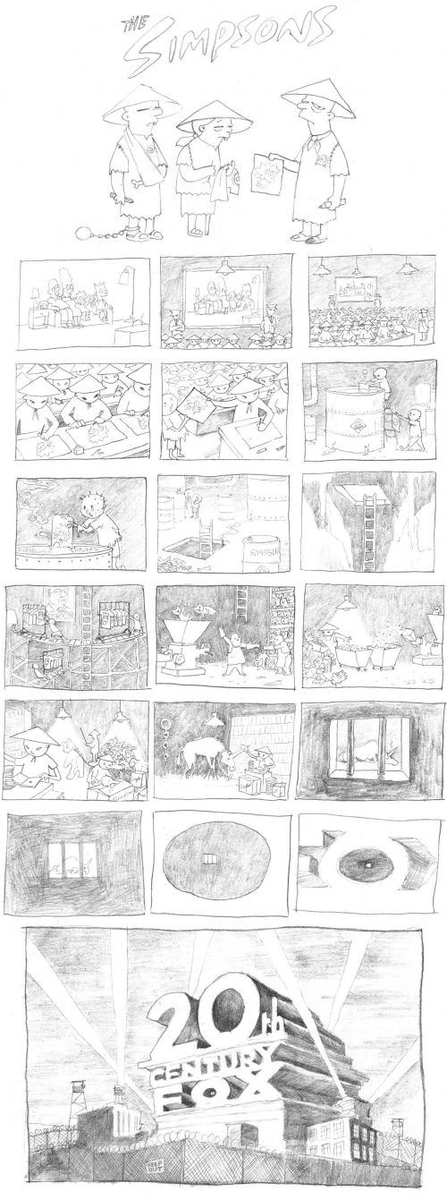 Banksy Simpsons intro story board